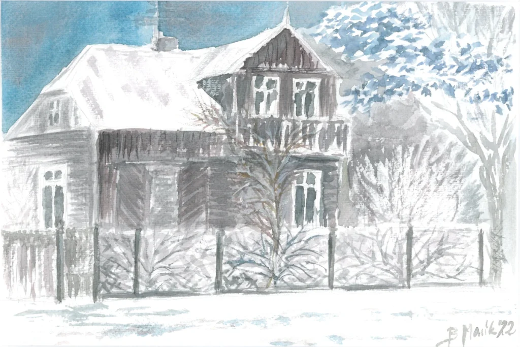 Jagiellońska 9, akwarela Bożena Mańk