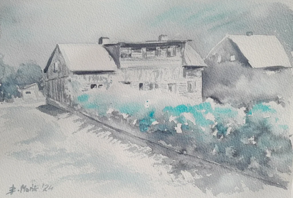 akwarela Stary dom Mława, 2024 Bożena Mańk