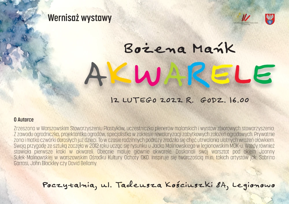 wernisaż wystawy "Akwarele" Legionowo