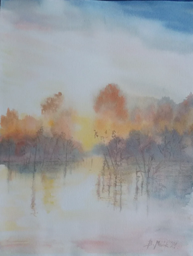 akwarela Wieczór nad jeziorem, 2021 Bożena Mańk