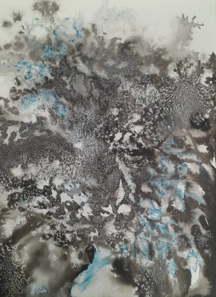 Barokowy bukiet, tusz, 2025 - Bożena Mańk