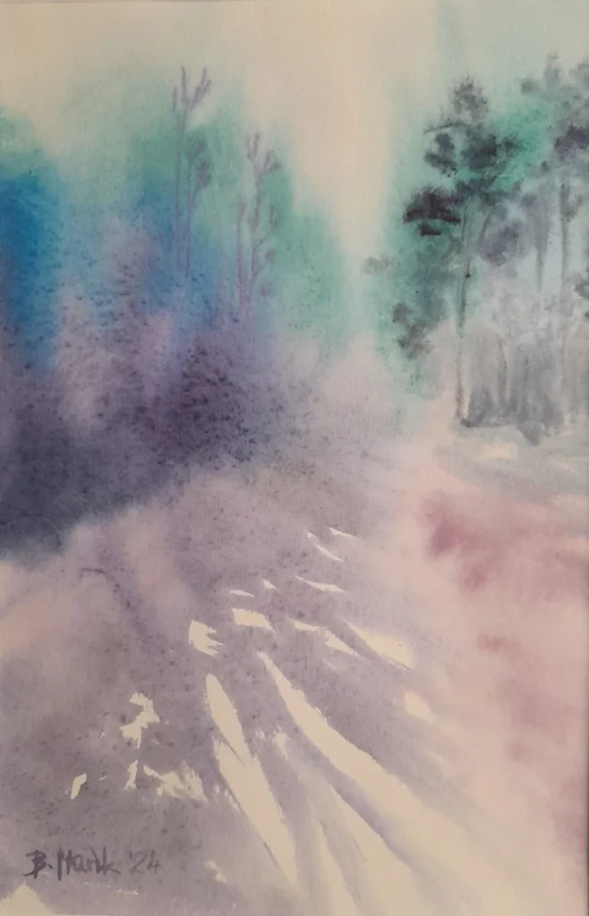 Dukt leśny na Bukowcu, 2024, akwarela