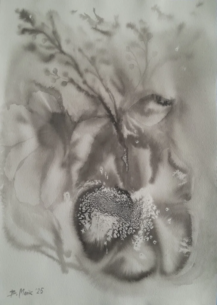 Kompozycja roślinna, 2025, tusz - Bożena Mańk